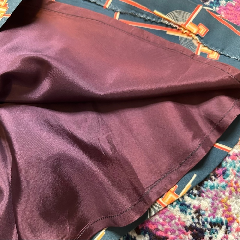 Vintage Gudule Paris Printed Satin A Line Skirt Womens 10 - Picture 6 of 8